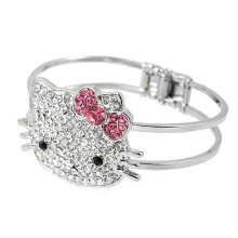 Cute Hello Kitty 925 Sterling Silver Bangle Jewelry for Cutey